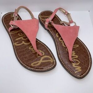 Sam Edelman Greta Pink Leather Thong Sandals Vacation Beach Resortwear Party